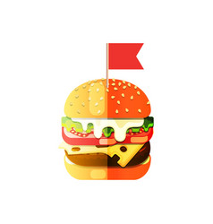 Fast food icon flat style colorful Royalty Free Vector Image