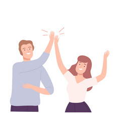 Excited Man And Woman Giving High Five To Each Vector Image