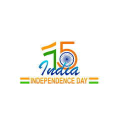 Happy Independence Day India Logo Design For 15th Vector Image