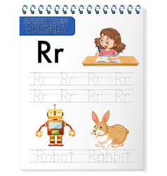 Letter r with robot cartoon Royalty Free Vector Image