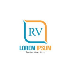 Initial rv logo template with modern frame Vector Image