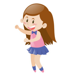 Little girl in pink shirt and blue skirt smiles Vector Image