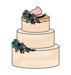 Sketch contour of hand drawing three-story cake Vector Image