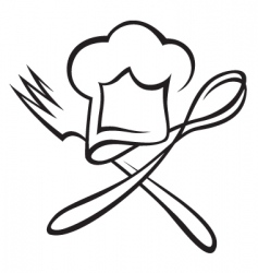Creative chef hat spoon fork logo symbol design Vector Image