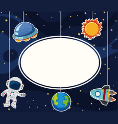 Border template with astronauts in space Vector Image