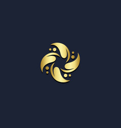 Eco leaf organic gold logo Royalty Free Vector Image