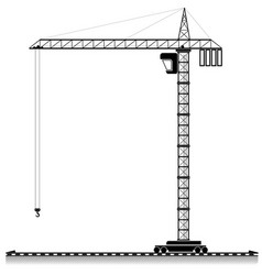 High tower crane at construction site lifting Vector Image