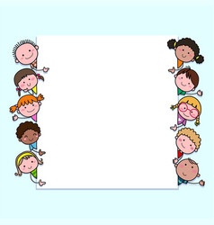 Background with cute cartoon kids Royalty Free Vector Image