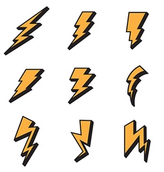 Lightning bolt icons Royalty Free Vector Image