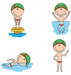 Cute swimmer boys in the pool Royalty Free Vector Image