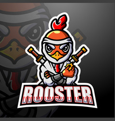 Samurai duck mascot esport logo design Royalty Free Vector