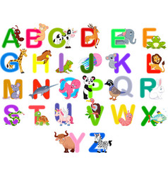 Stickers alphabet animals from F to J Royalty Free Vector