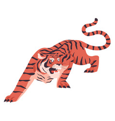 Roaring tiger animal with long tail exotic mammal Vector Image