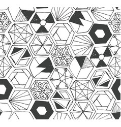 Seamless Black And White Geometric Hexagon Vector Image