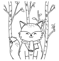 Cute fox woodland character Royalty Free Vector Image