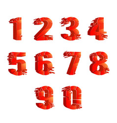 Breaking cracked pieces digits numbers set design Vector Image