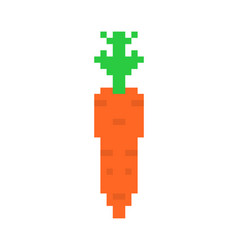 Carrot pixel art orange vegetable 8 bit pixelate Vector Image