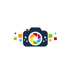 Pixel camera logo icon design Royalty Free Vector Image