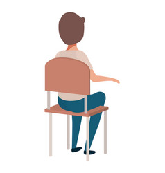 Young student boy sitting in school chair Vector Image