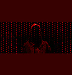 Silhouette of a hacker on black background Vector Image