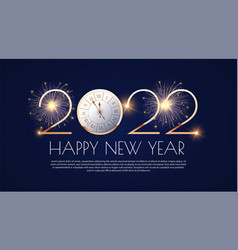 Happy new 2022 year elegant gold text with light Vector Image