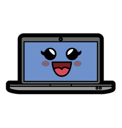 Kawaii cartoon laptop Royalty Free Vector Image