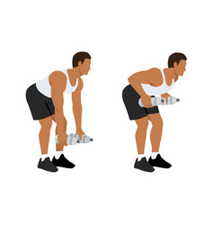 Bent over two armed water bottle rows exercise Vector Image
