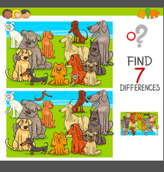 Find differences game with dog animal characters Vector Image