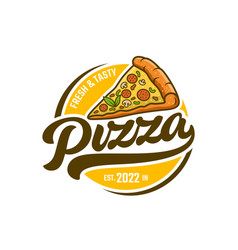 Pizza food logo design Royalty Free Vector Image