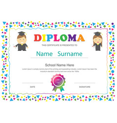 Preschool kids diploma certificate template Vector Image