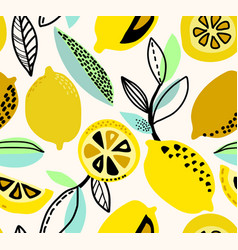 Seamless pattern with yellow lemons Royalty Free Vector