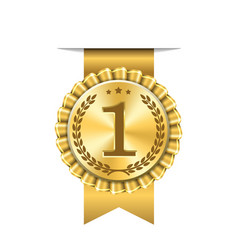 Award ribbon gold icon number first design winner Vector Image