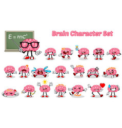 Set of Brain Cartoon Character vector image