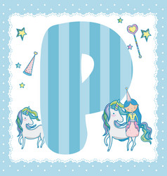 Funny letter p cartoon Royalty Free Vector Image