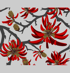 Tree branches with red blossom floral seamless Vector Image