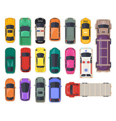 Top view cars auto transport truck and car roof Vector Image