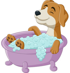 Cartoon dog having a bath Royalty Free Vector Image