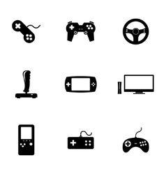 Black video game icons set Royalty Free Vector Image