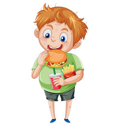 One happy boy eating on table Royalty Free Vector Image