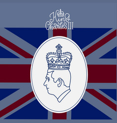 Royal cypher of king charles iii on british flag Vector Image