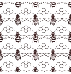 Bees honey seamless pattern in brown and Vector Image