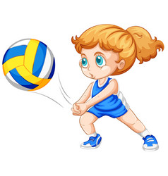 A Caucasian girl playing volleyball Royalty Free Vector