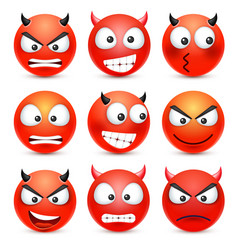 Smileyangry emoticon red face with emotions Vector Image