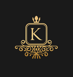 Letter k with crown logo design Royalty Free Vector Image