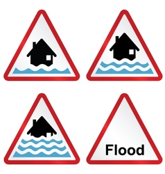 Red flood warning sign Royalty Free Vector Image