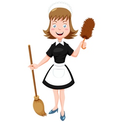 Clip art of a sexy house maid in silhouette Vector Image