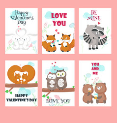 Cute happy animals collection Royalty Free Vector Image