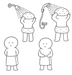 Set of men showering Royalty Free Vector Image