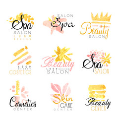 Spa healthy beauty studio set for label design Vector Image