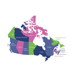 Map canada divided into 10 provinces and 3 Vector Image